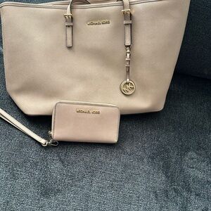 Michael Kors Tan Tote and Wallet Set